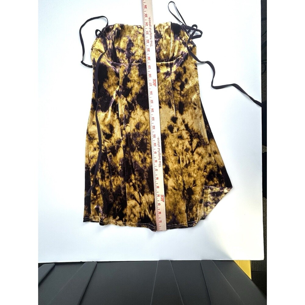 Urban Outfitters Mini Dress | Women's S | Gold Purple Tie Dye Velvet Strappy - Picture 7 of 10